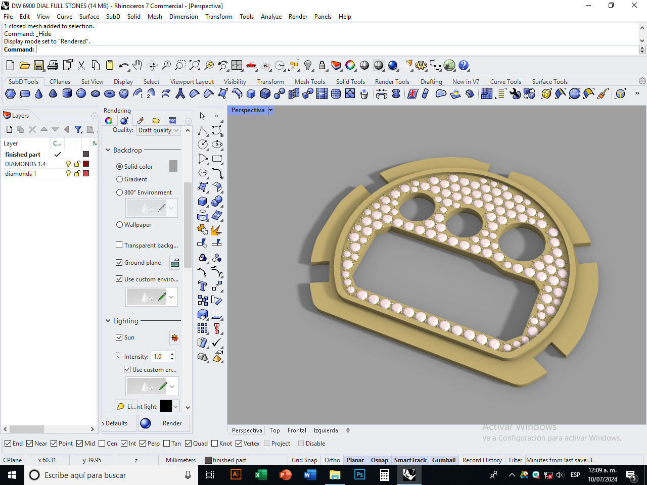 Dial Marker full stones compatible with DW 6900 3D print model_7