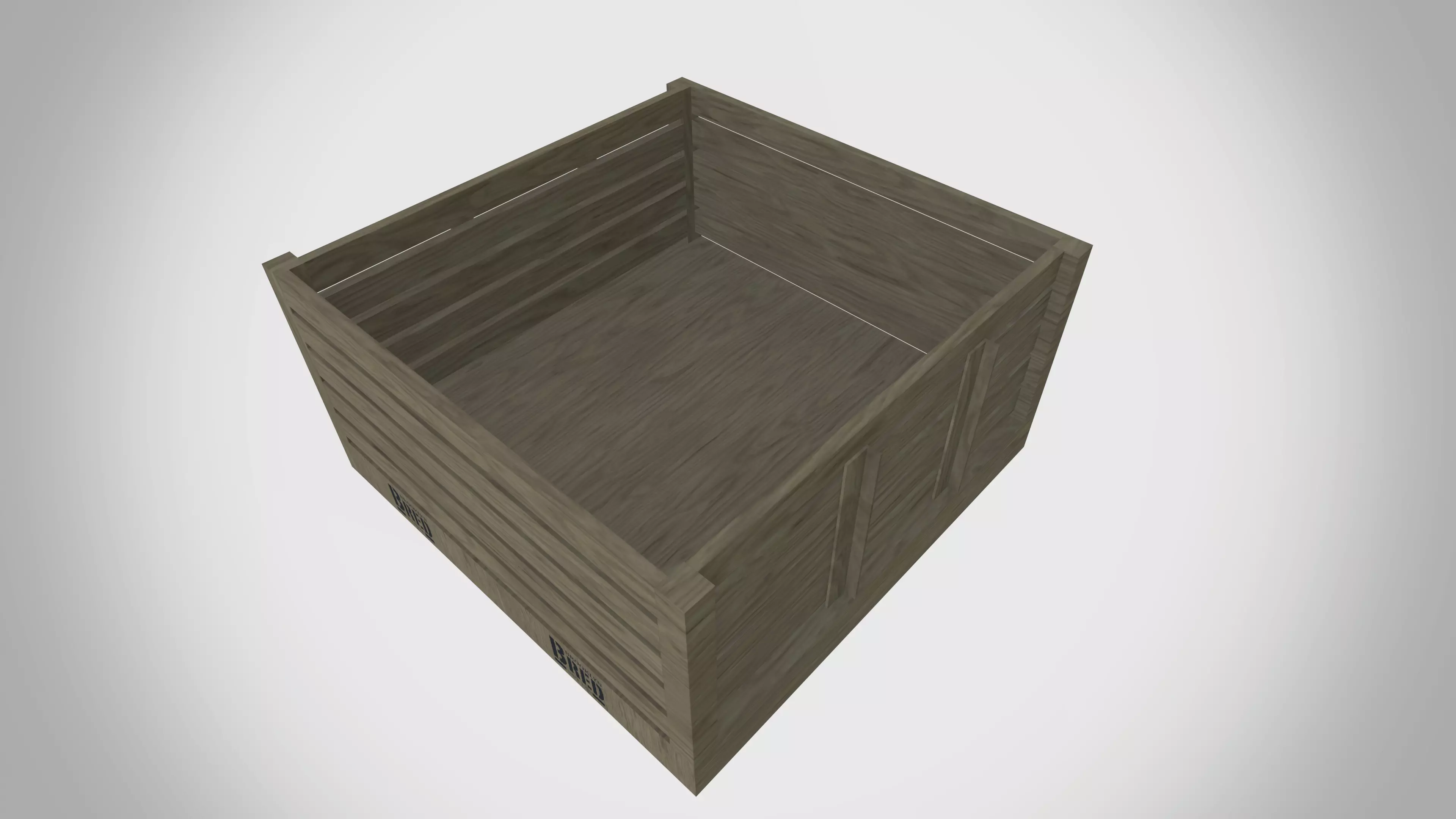 Wooden Tray Low-poly 3D model_0