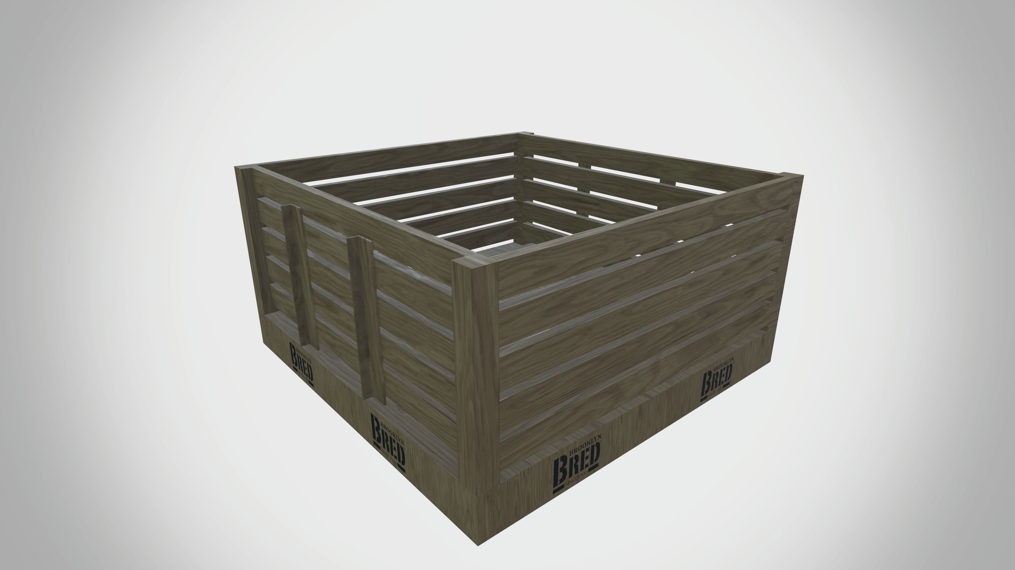 Wooden Tray Low-poly 3D model_6