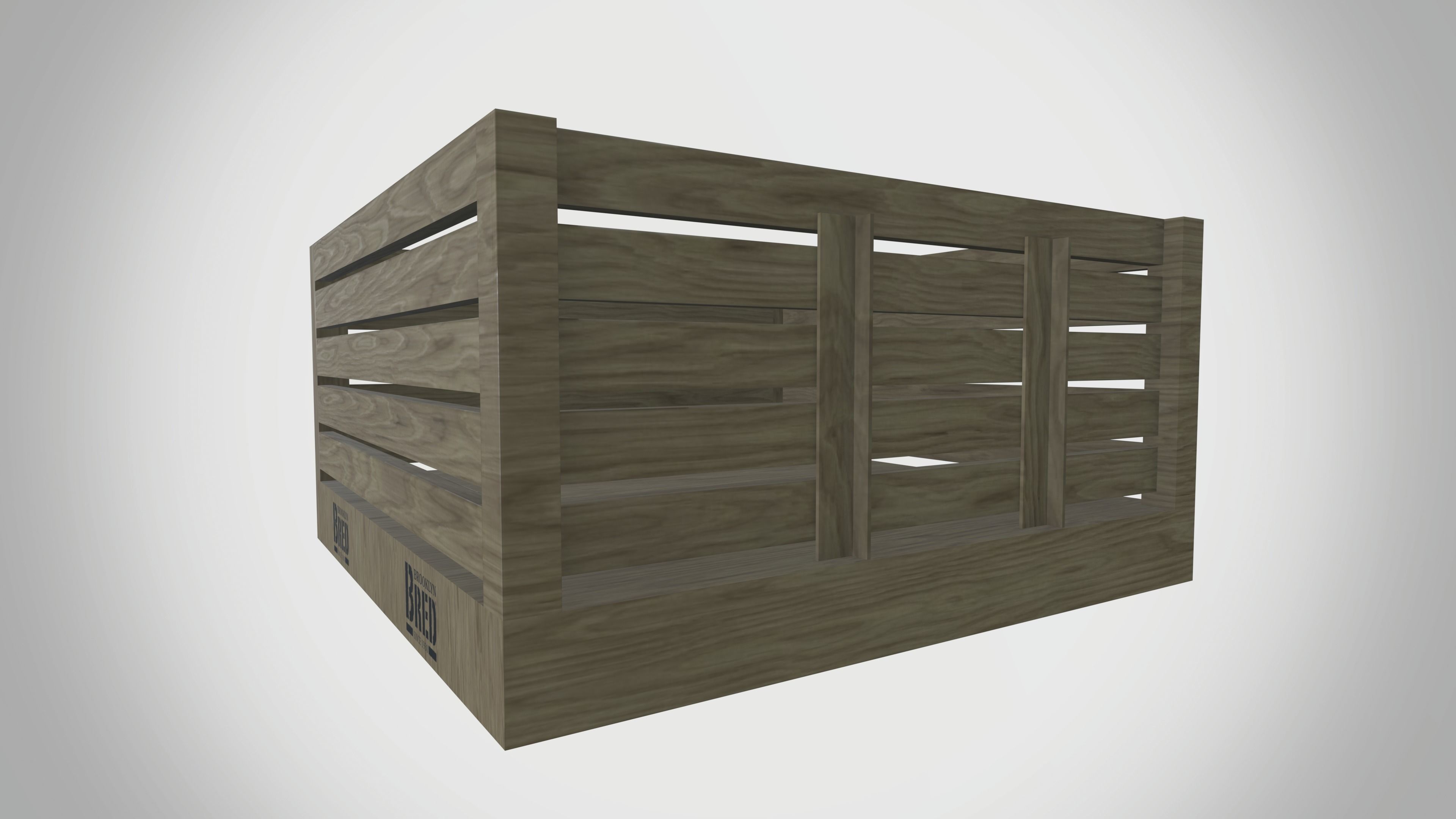 Wooden Tray Low-poly 3D model_3