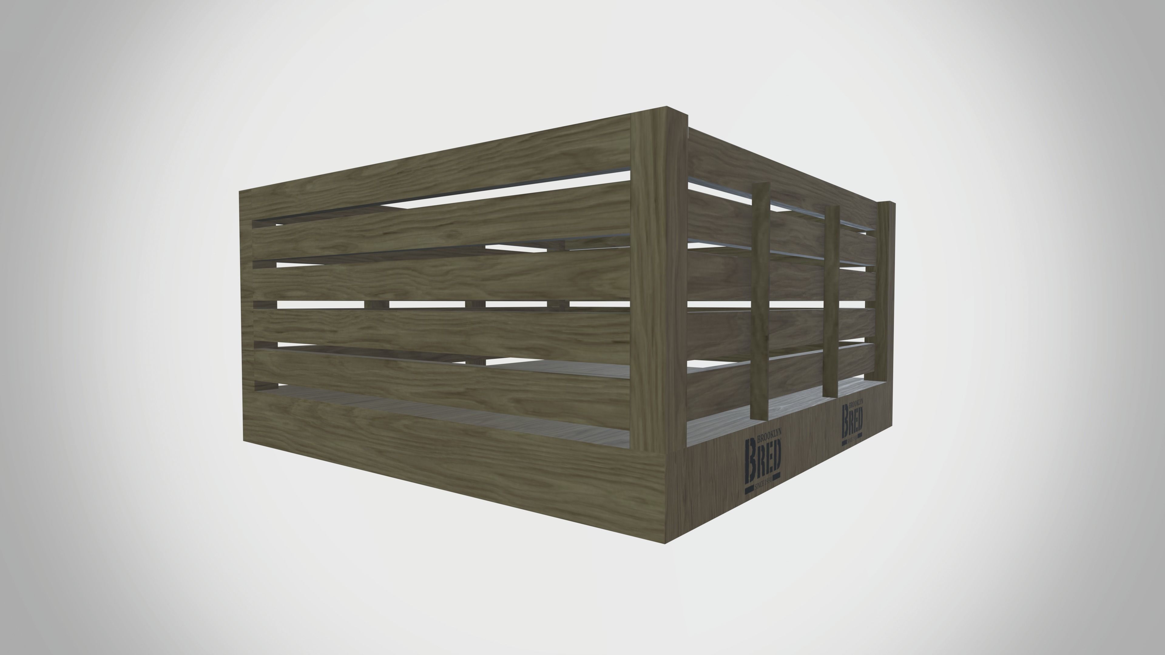 Wooden Tray Low-poly 3D model_4