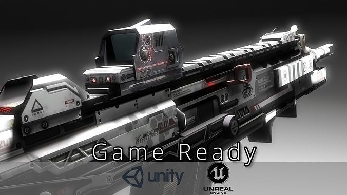 Sci-fi Assault Rifle Game Ready  - R201 Low-poly 3D model