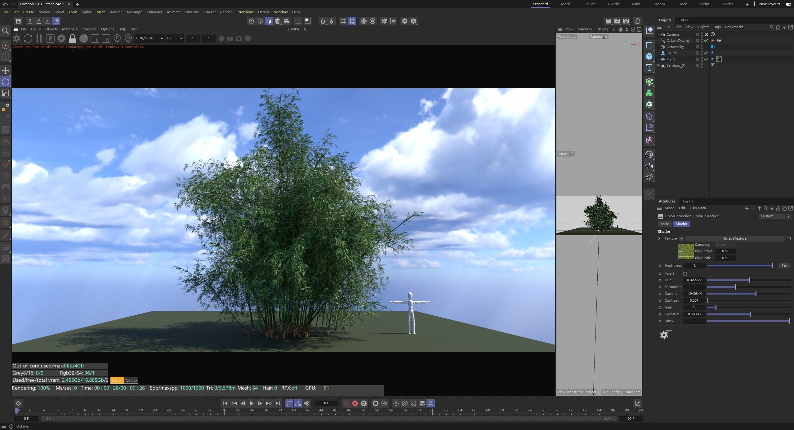  High Quality Bamboo Bush 01 3D model_3