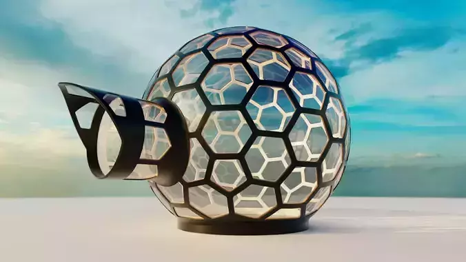 sci-fi Glass dome with hexagon windows and entrance 3D model