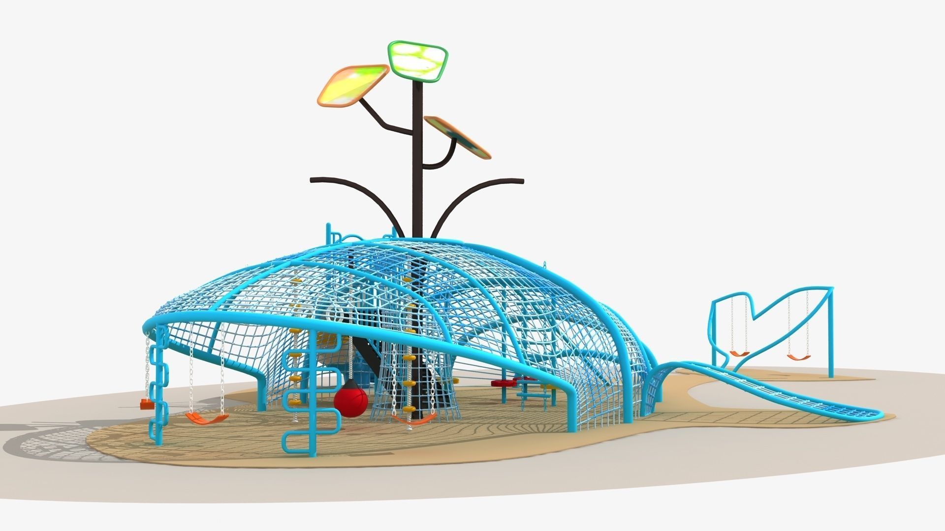 Whale themed rope net amusement park 3D model_4