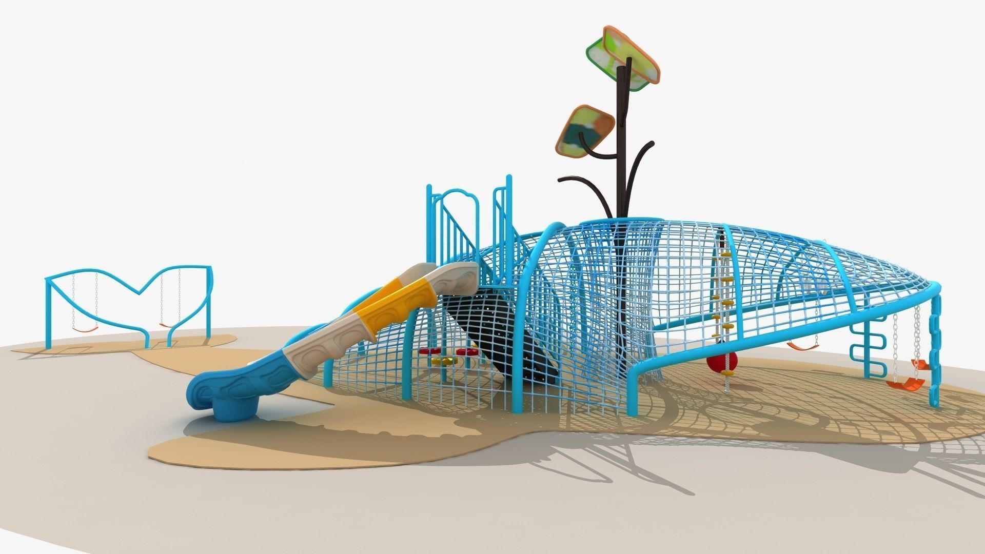 Whale themed rope net amusement park 3D model_7