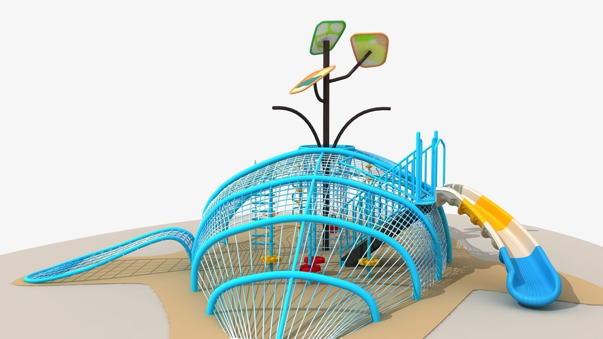 Whale themed rope net amusement park 3D model_5