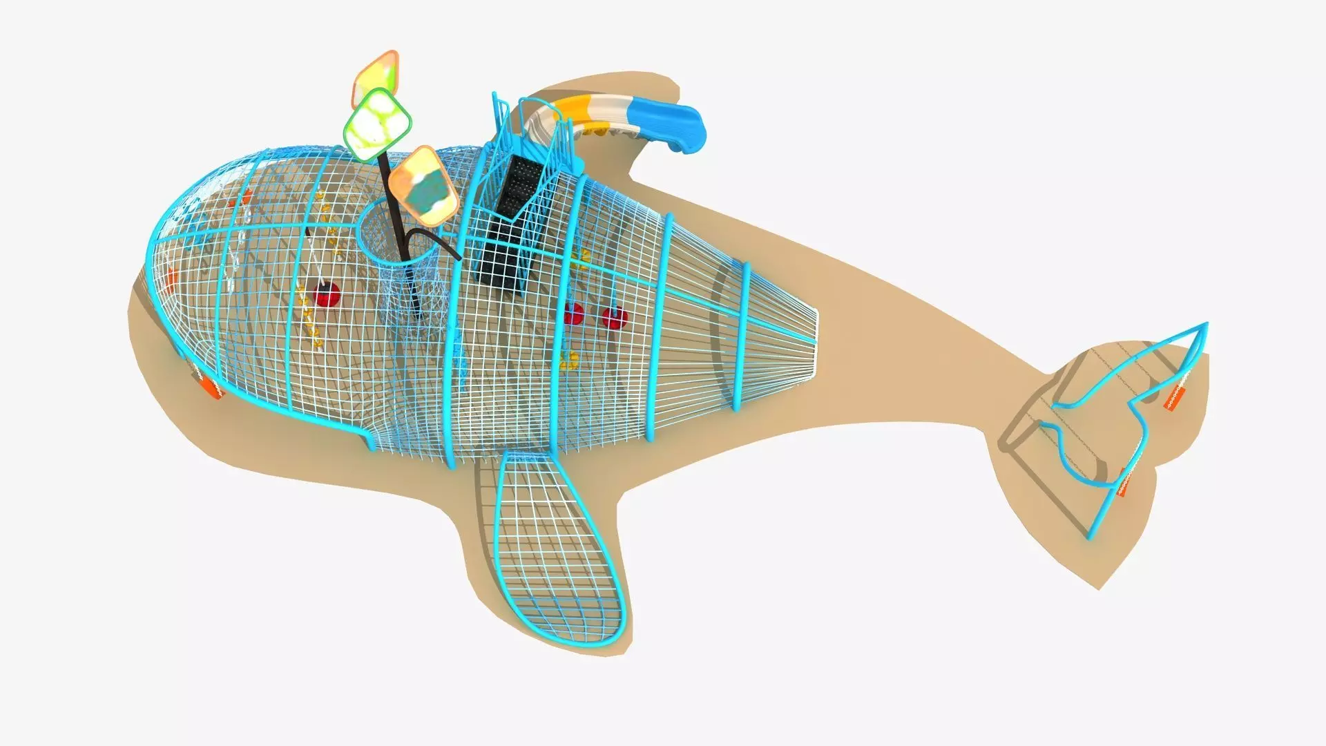 Whale themed rope net amusement park 3D model_0