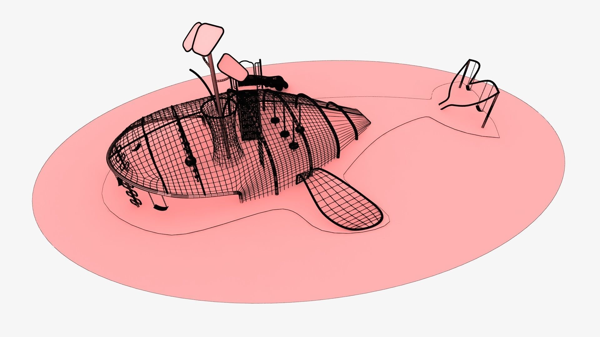 Whale themed rope net amusement park 3D model_8