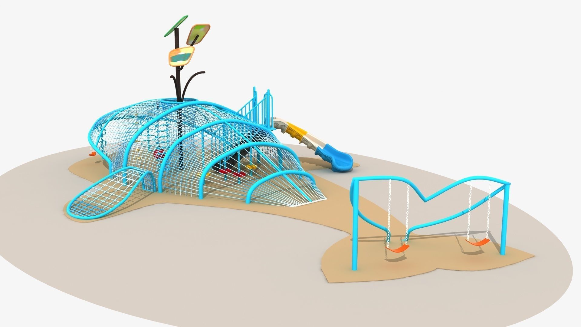 Whale themed rope net amusement park 3D model_6
