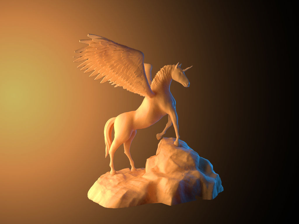Unicorn on the rock 3D print model_2