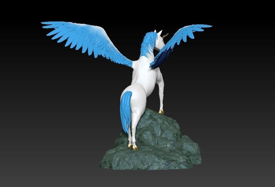 Unicorn on the rock 3D print model_35