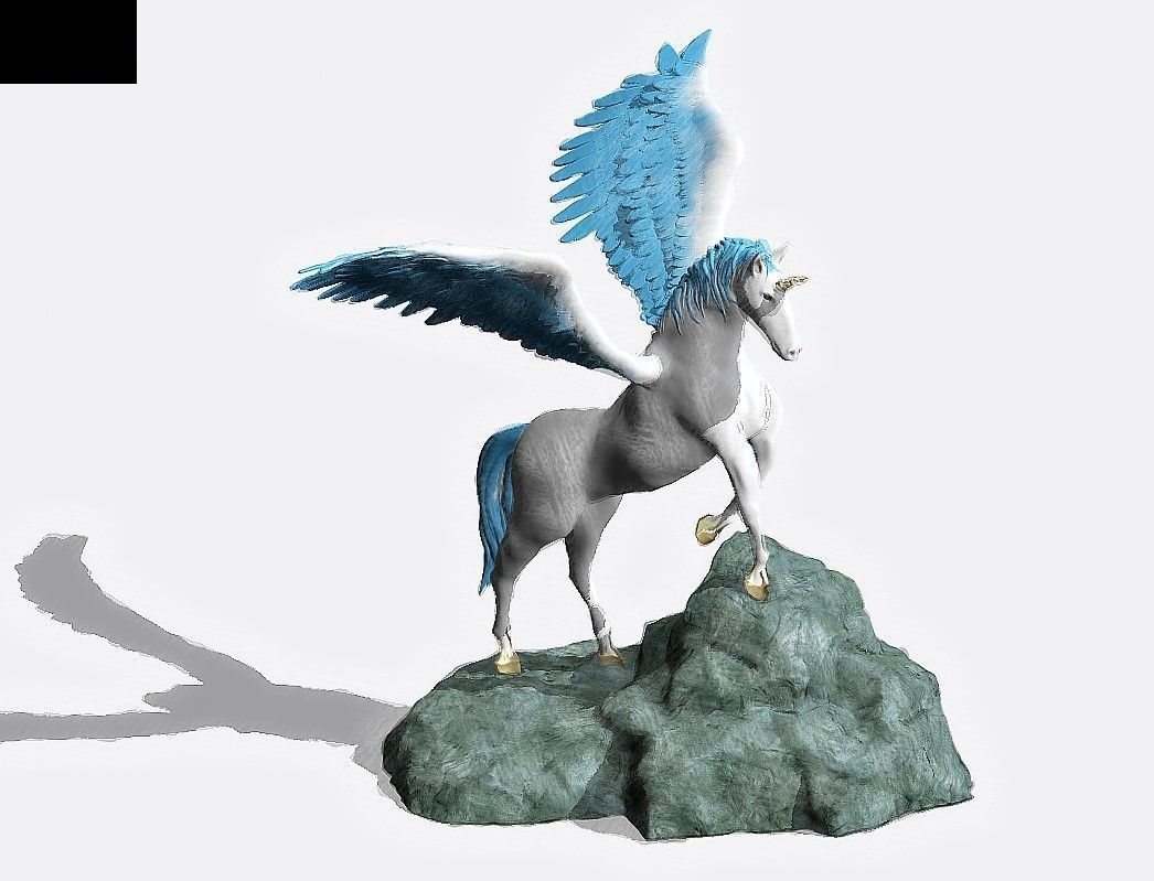 Unicorn on the rock 3D print model_54