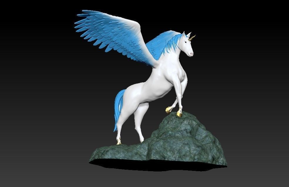 Unicorn on the rock 3D print model_29