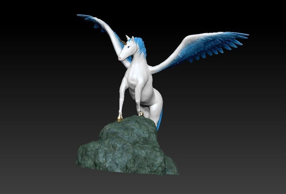 Unicorn on the rock 3D print model_24