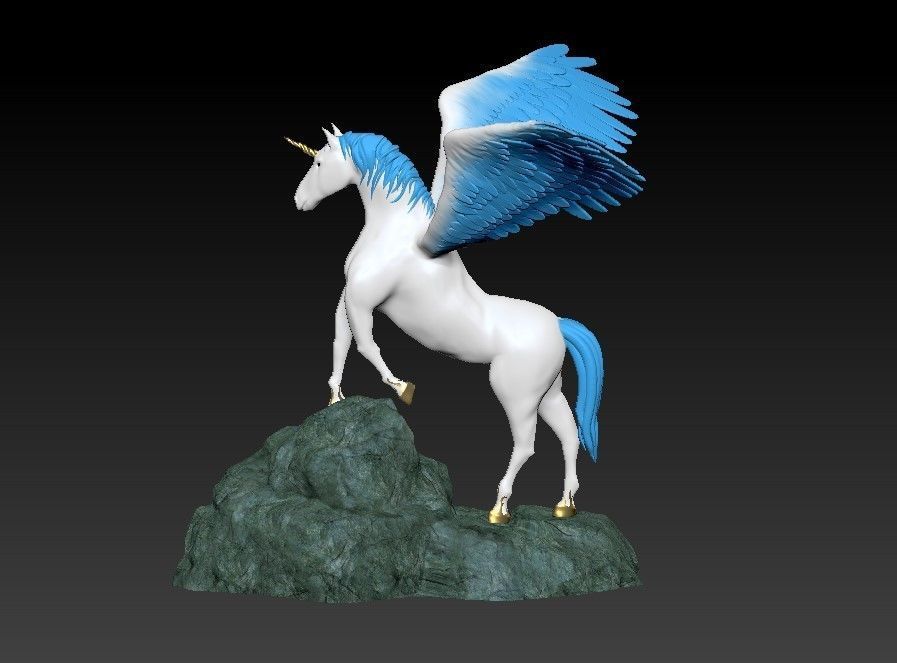Unicorn on the rock 3D print model_21