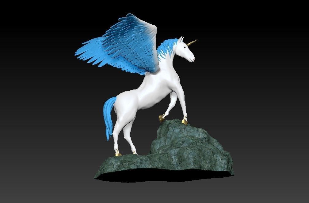 Unicorn on the rock 3D print model_31