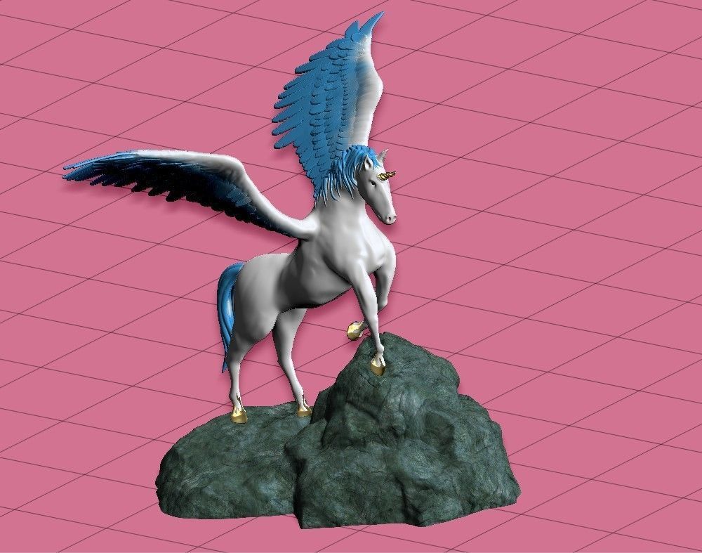 Unicorn on the rock 3D print model_55