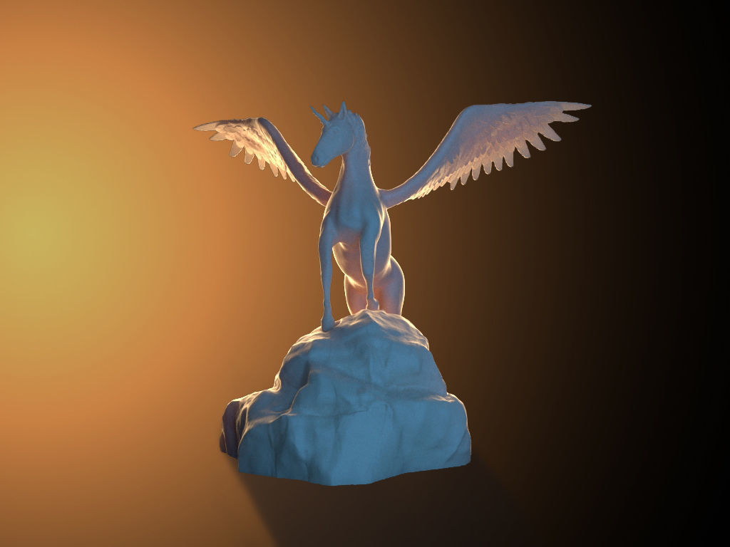 Unicorn on the rock 3D print model_1