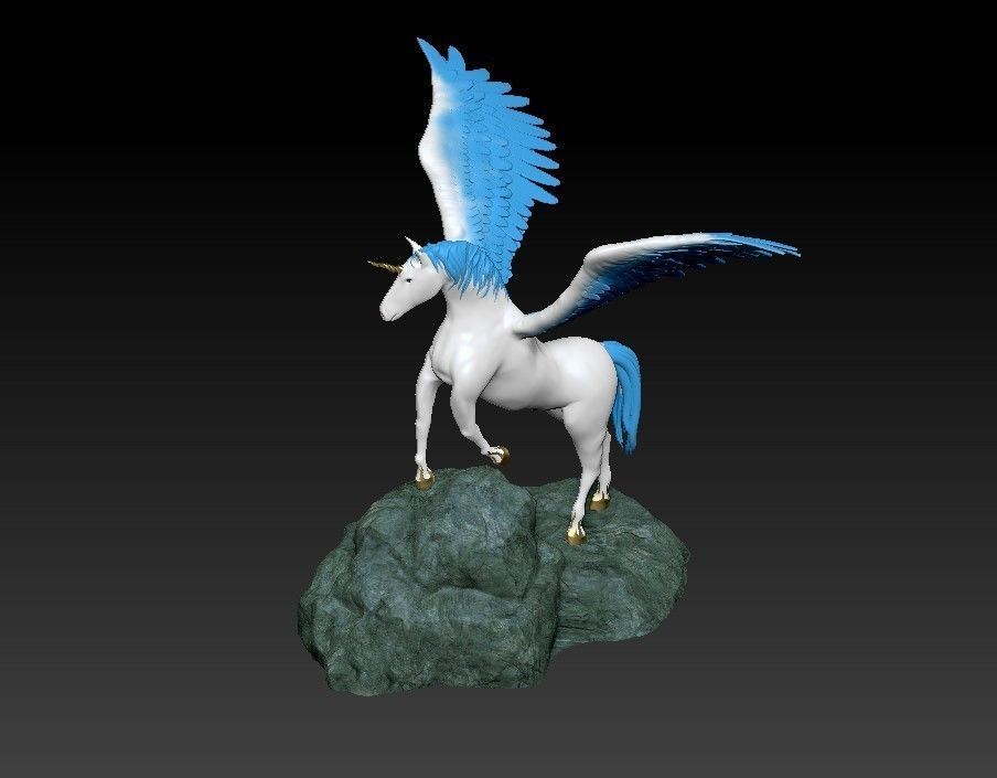 Unicorn on the rock 3D print model_41