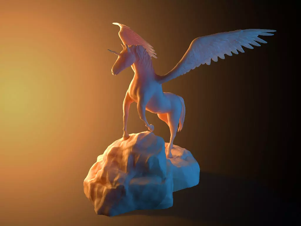 Unicorn on the rock 3D print model_0