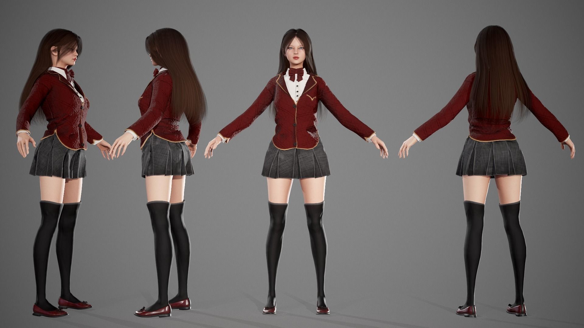 School Girl Lisa Low-poly 3D model_4