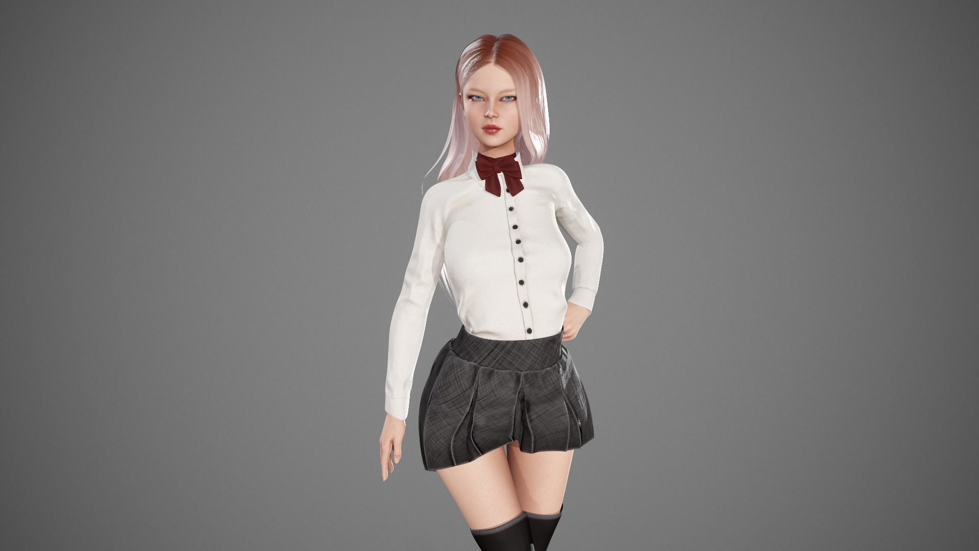 School Girl Lisa Low-poly 3D model_10