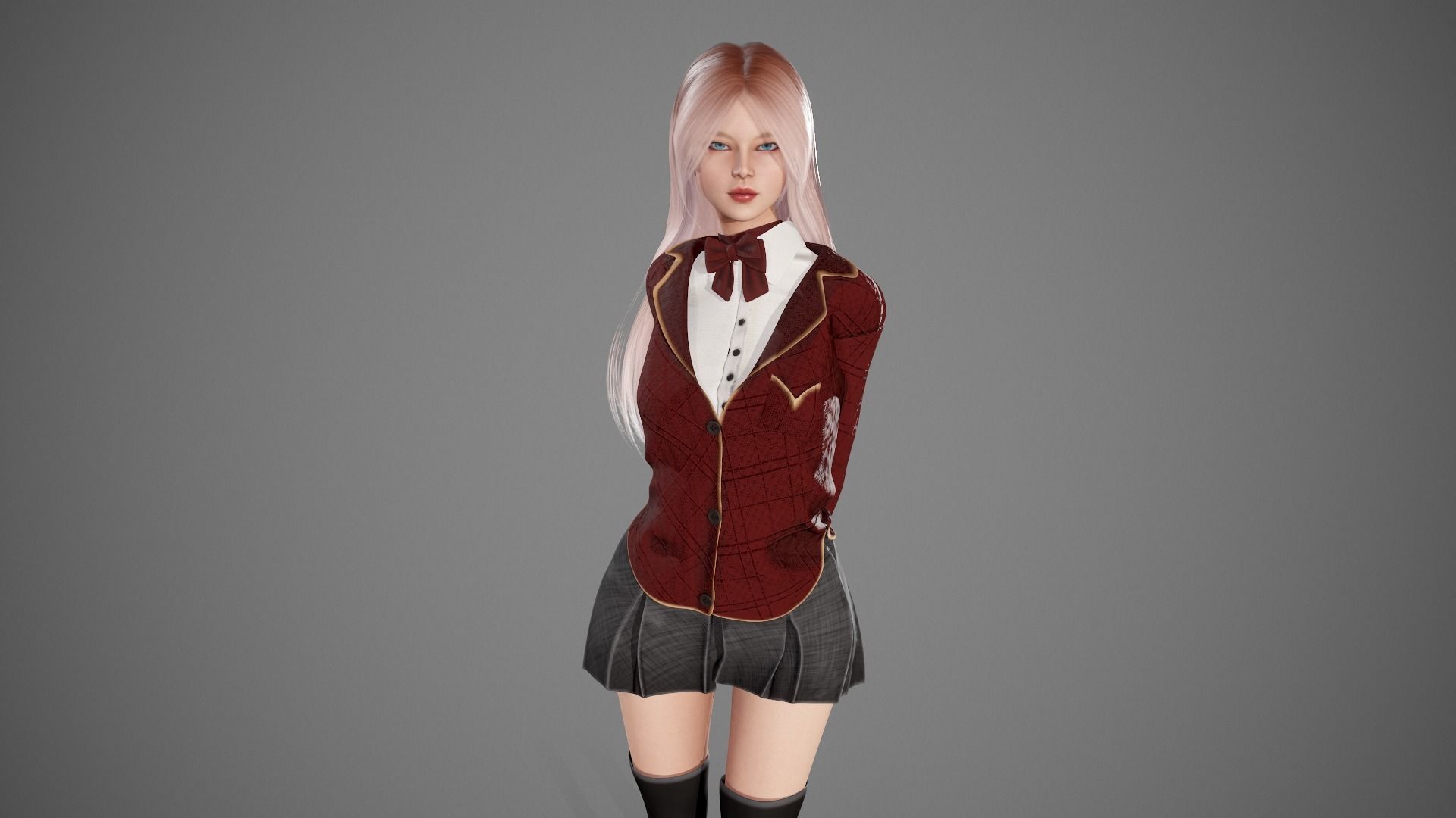 School Girl Lisa Low-poly 3D model_7
