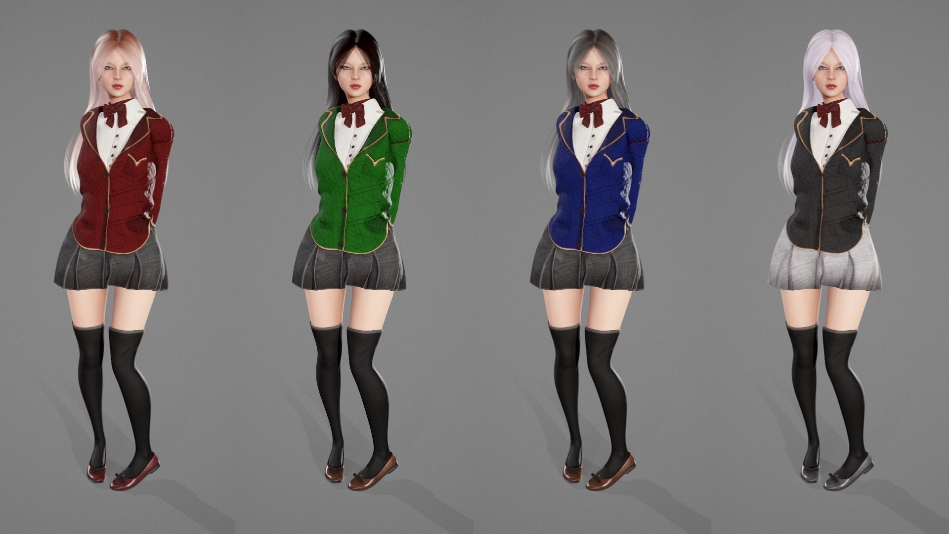 School Girl Lisa Low-poly 3D model_16