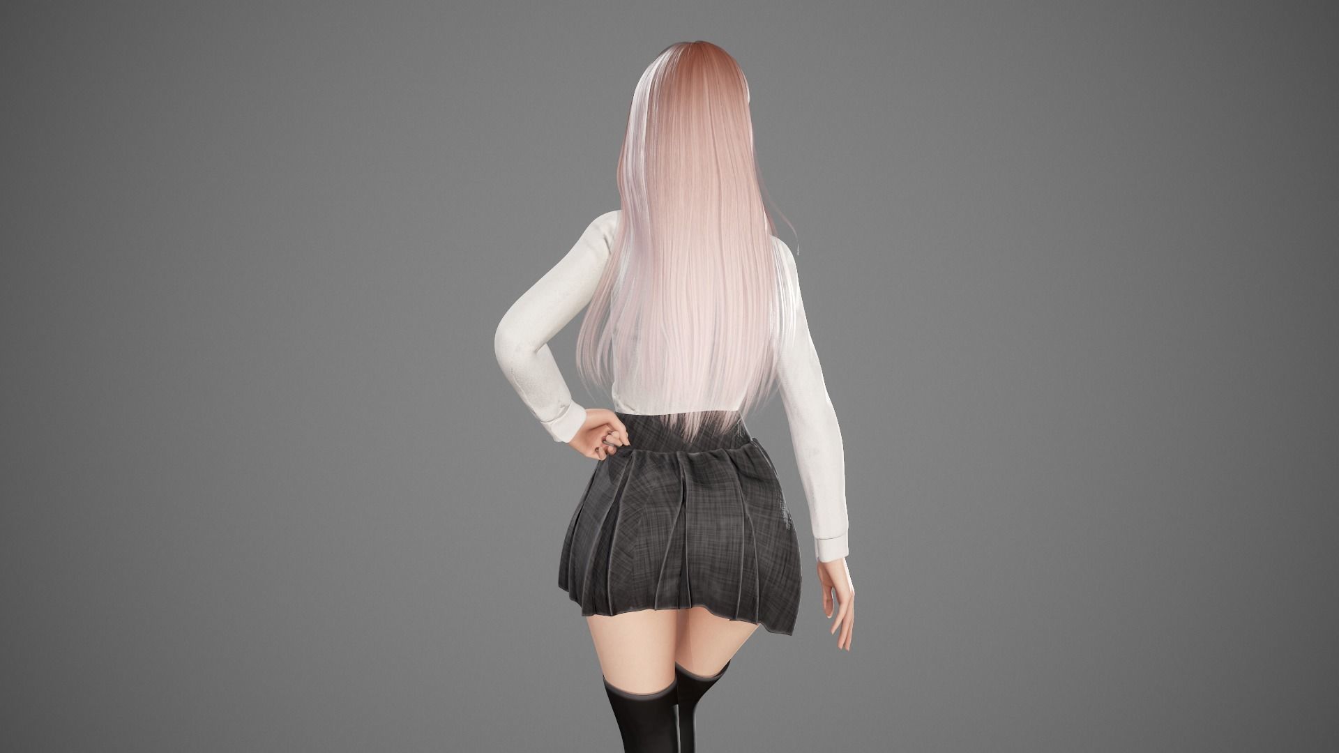 School Girl Lisa Low-poly 3D model_11