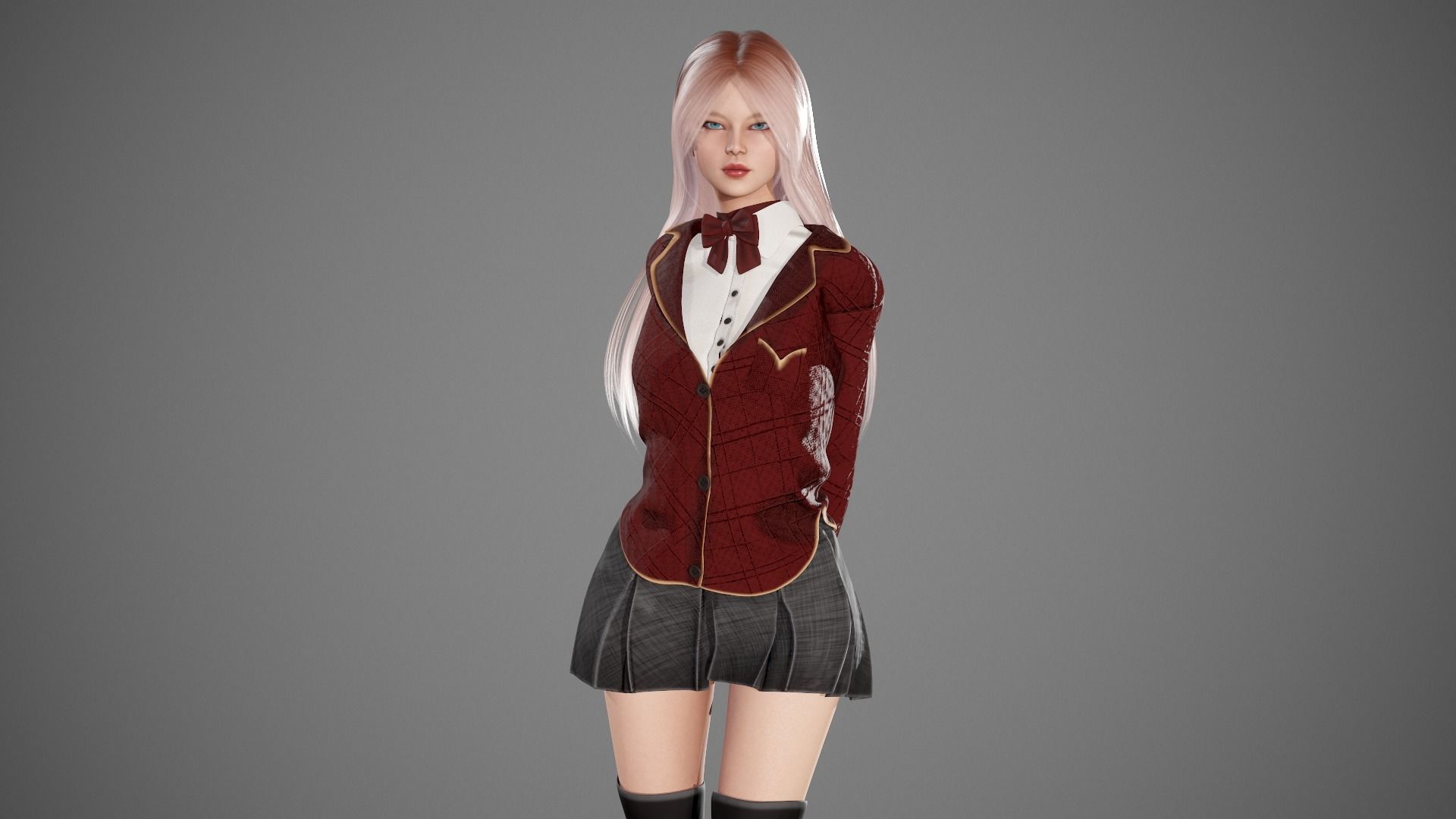 School Girl Lisa Low-poly 3D model_8