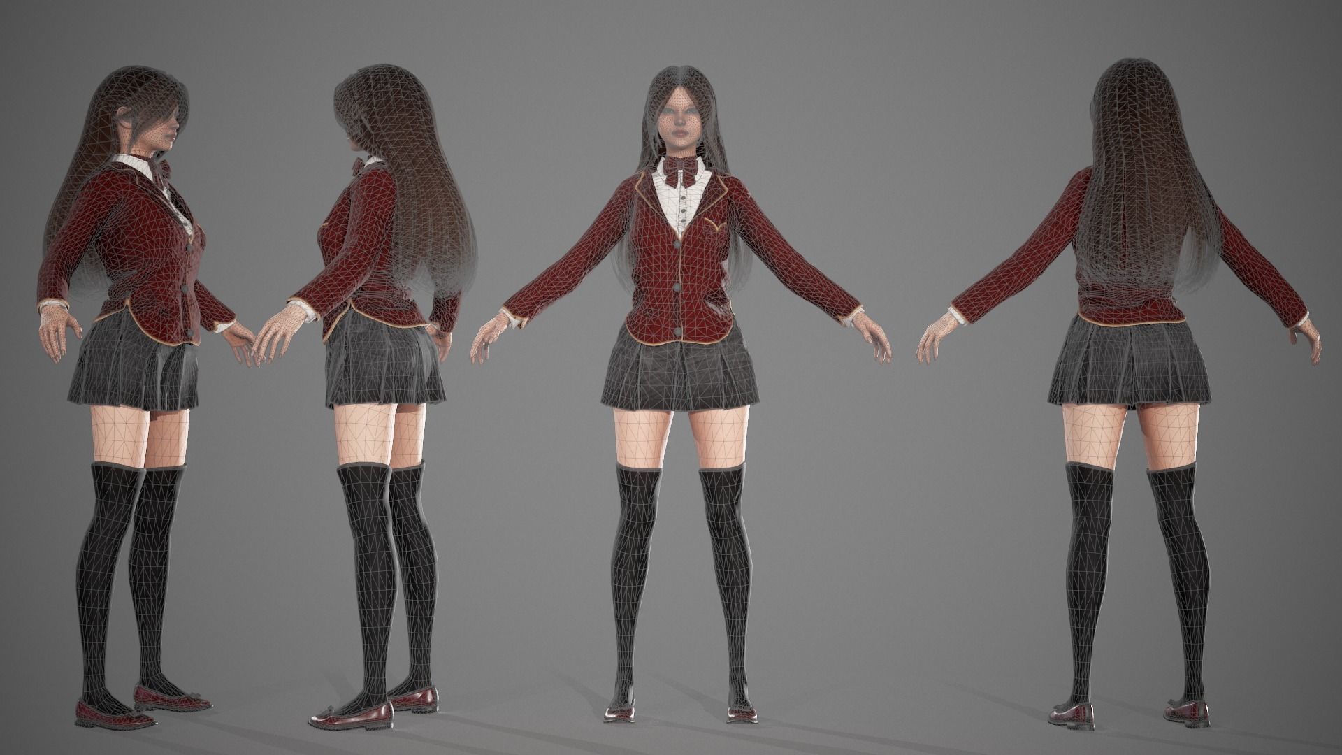 School Girl Lisa Low-poly 3D model_5