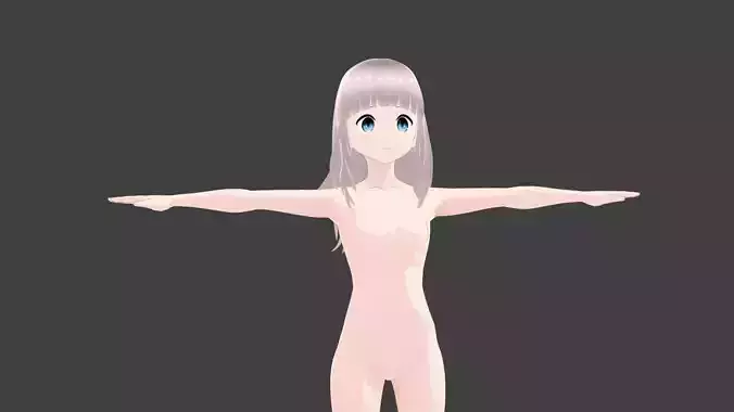 T pose rigged model - Chika Fujiwara anime girl 3D model