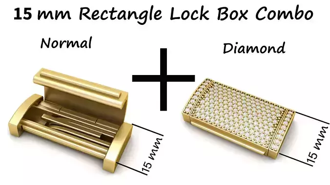 15mm Rectangular Lock Box Combo of Plain and Diamond