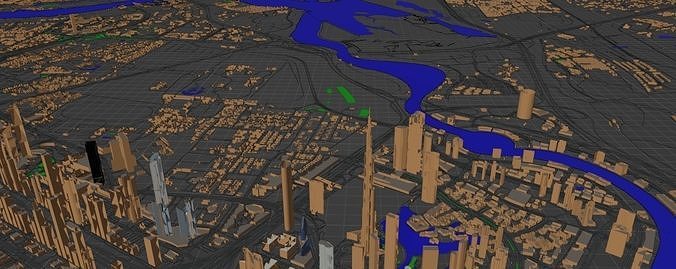 Dubai City OSM 3D Model 3D model