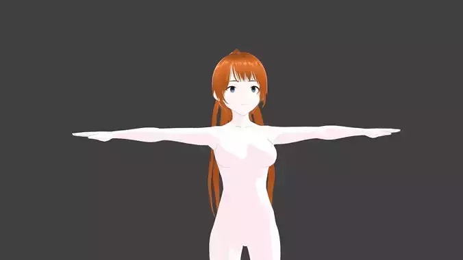 T pose rigged model - Asuka Soryu Langley anime girl 3D model Low-poly 3D model