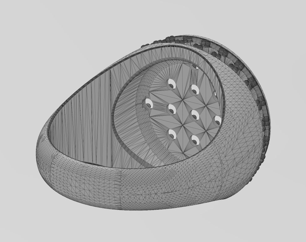 Square cluster and diamond side round signet ring US sizes 8to11 3D print model_16