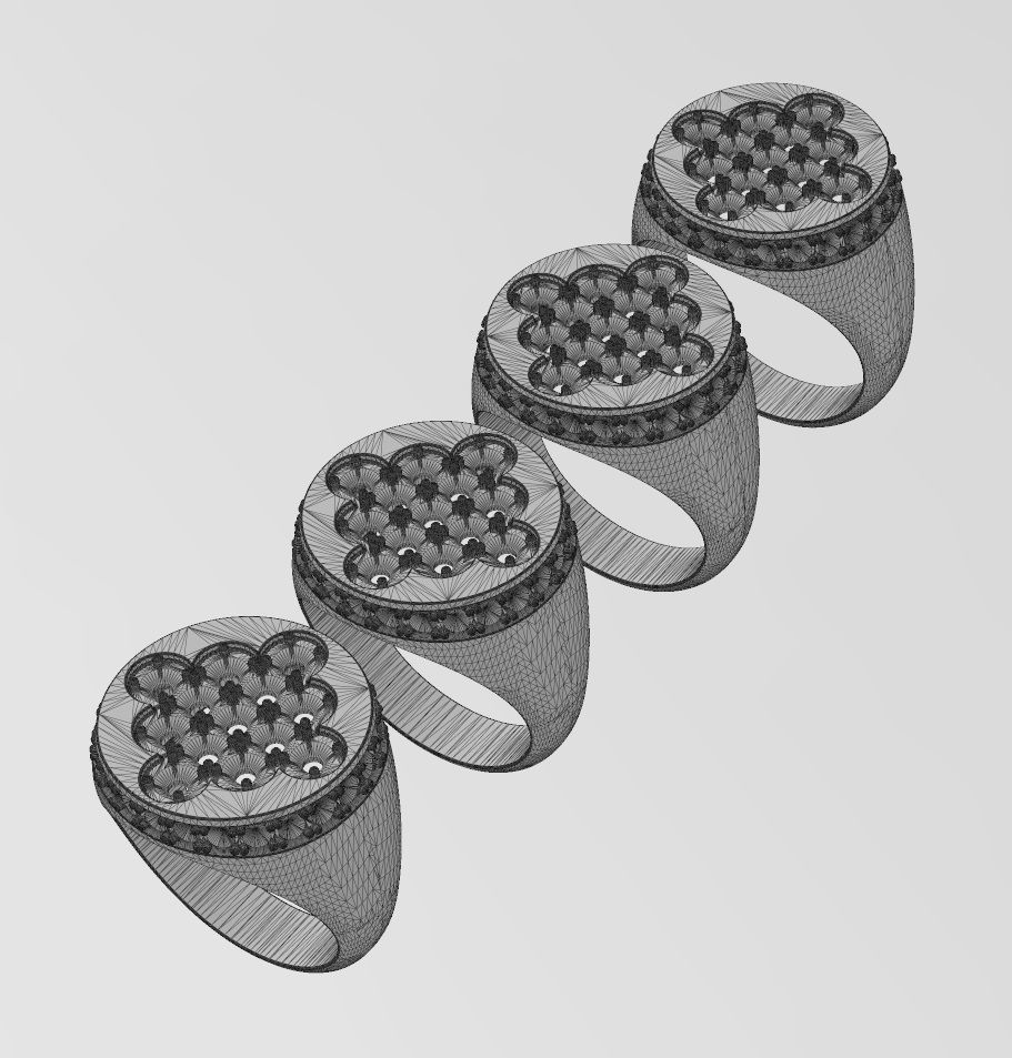 Square cluster and diamond side round signet ring US sizes 8to11 3D print model_14