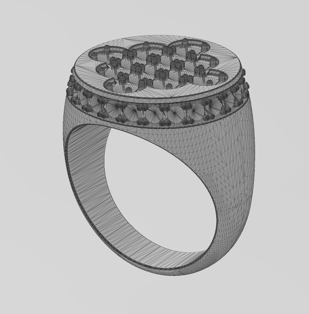 Square cluster and diamond side round signet ring US sizes 8to11 3D print model_15