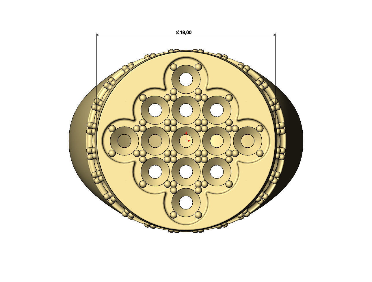 Square cluster and diamond side round signet ring US sizes 8to11 3D print model_7