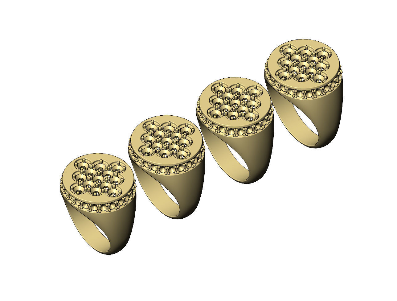 Square cluster and diamond side round signet ring US sizes 8to11 3D print model_5