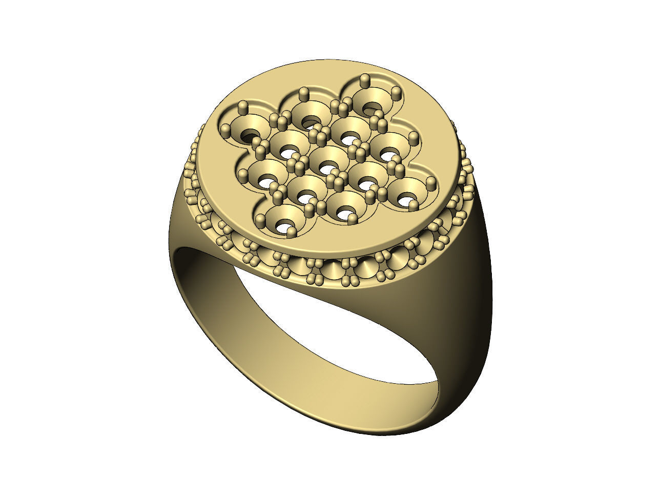 Square cluster and diamond side round signet ring US sizes 8to11 3D print model_6