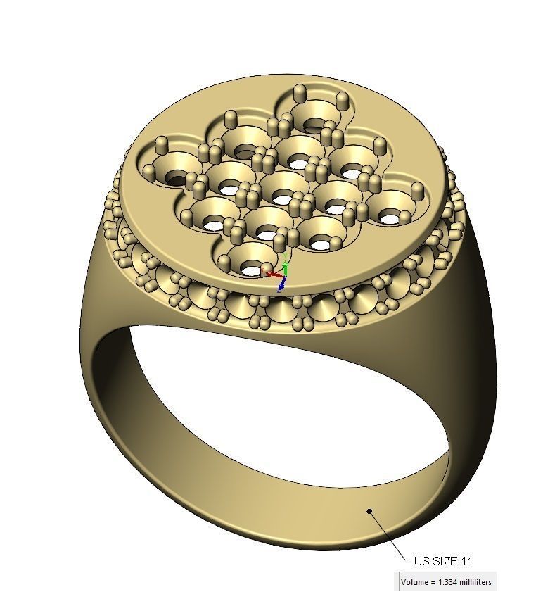 Square cluster and diamond side round signet ring US sizes 8to11 3D print model_13