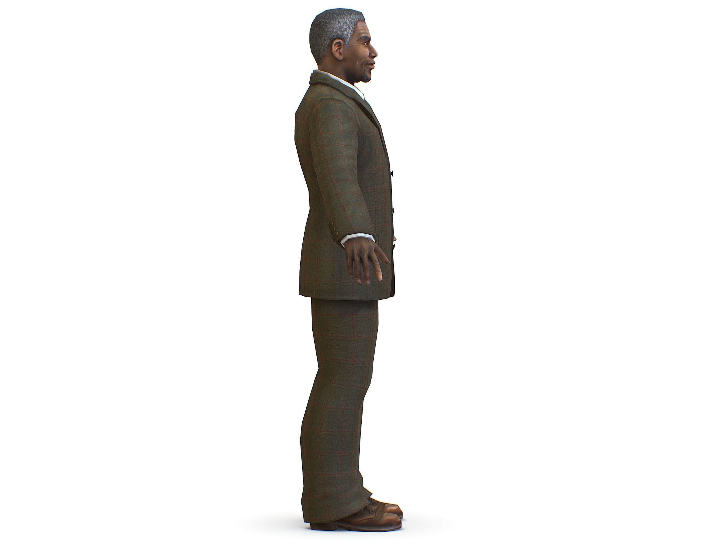 African-American Man boss in a classic suit Low-poly 3D model_5