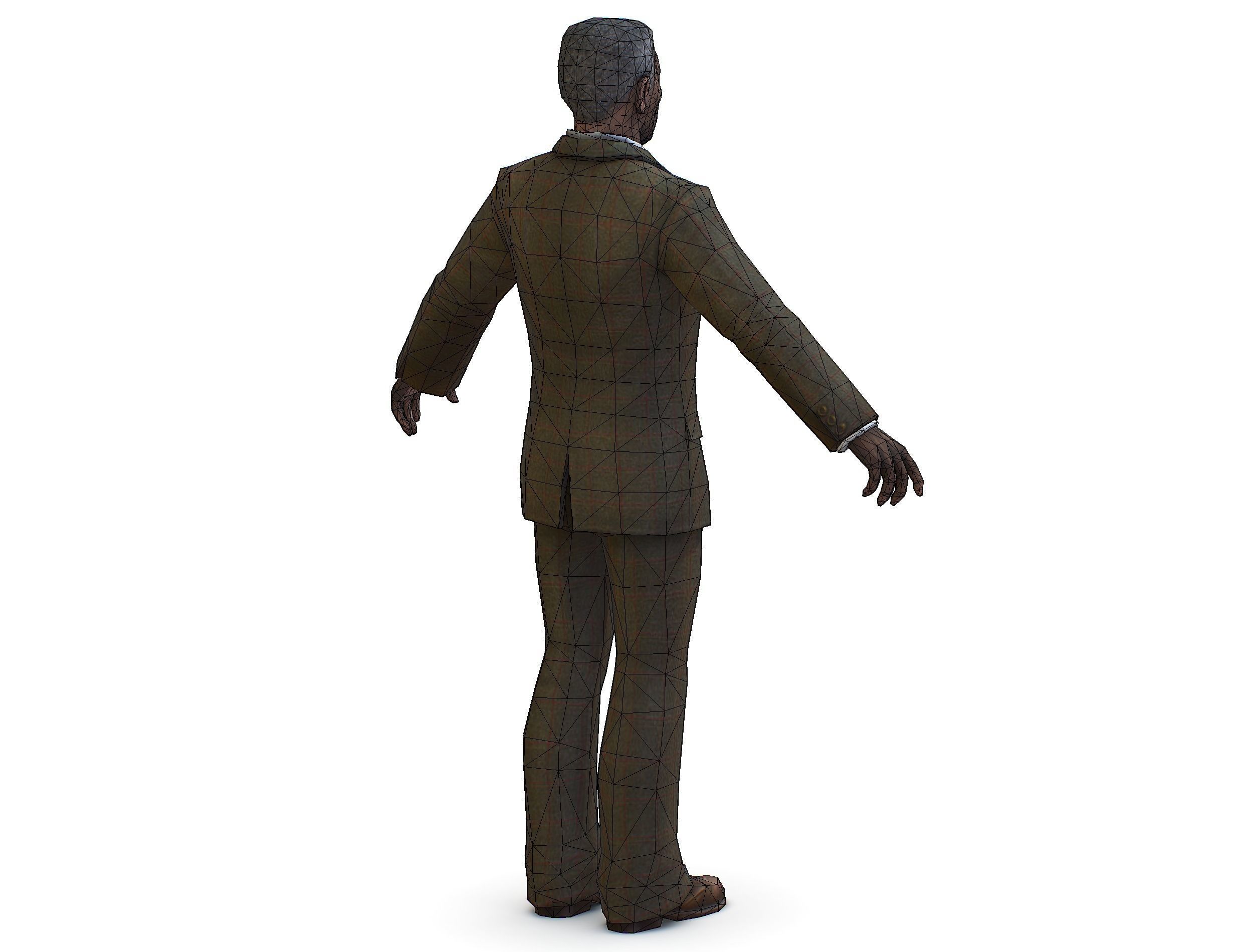 African-American Man boss in a classic suit Low-poly 3D model_34