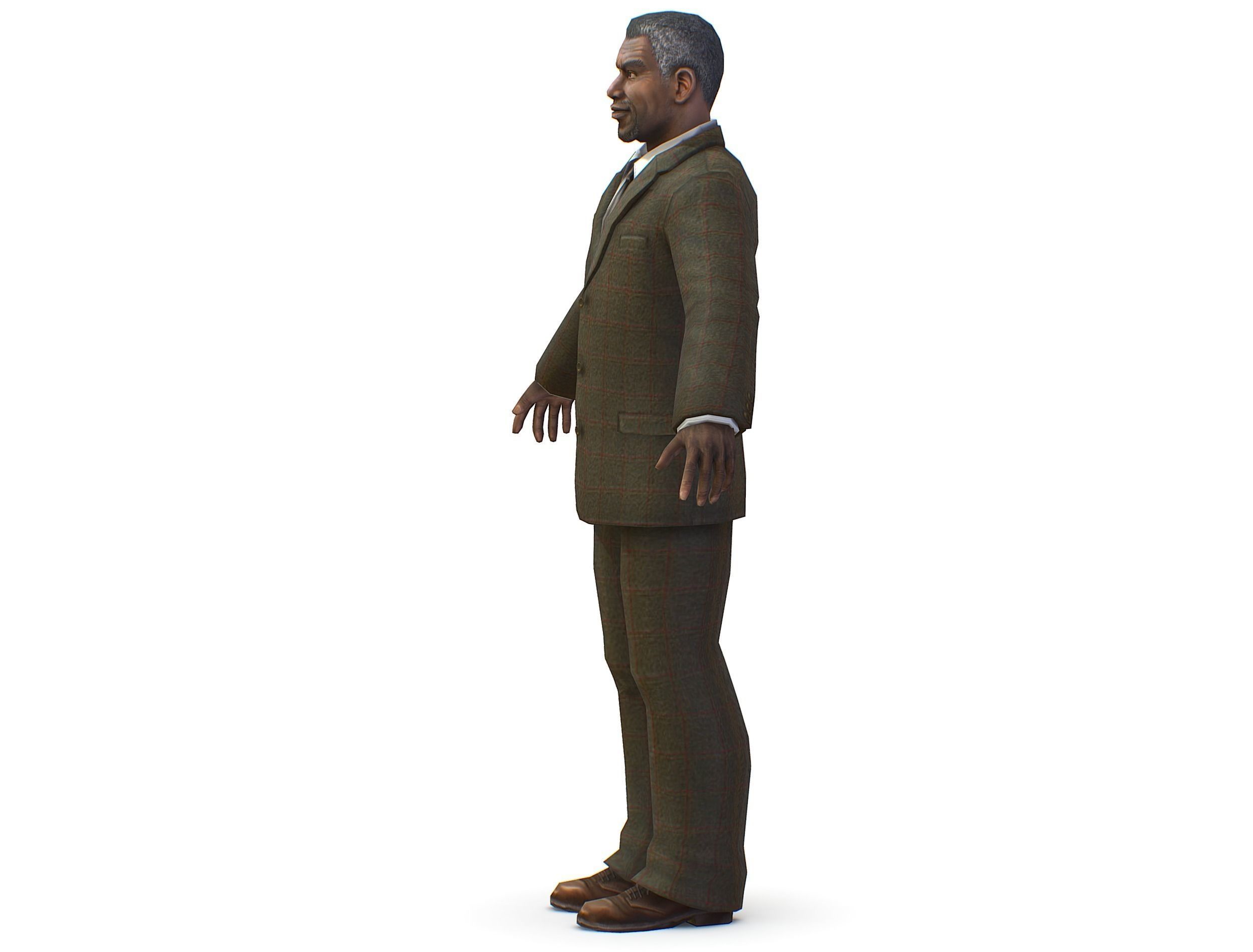 African-American Man boss in a classic suit Low-poly 3D model_15