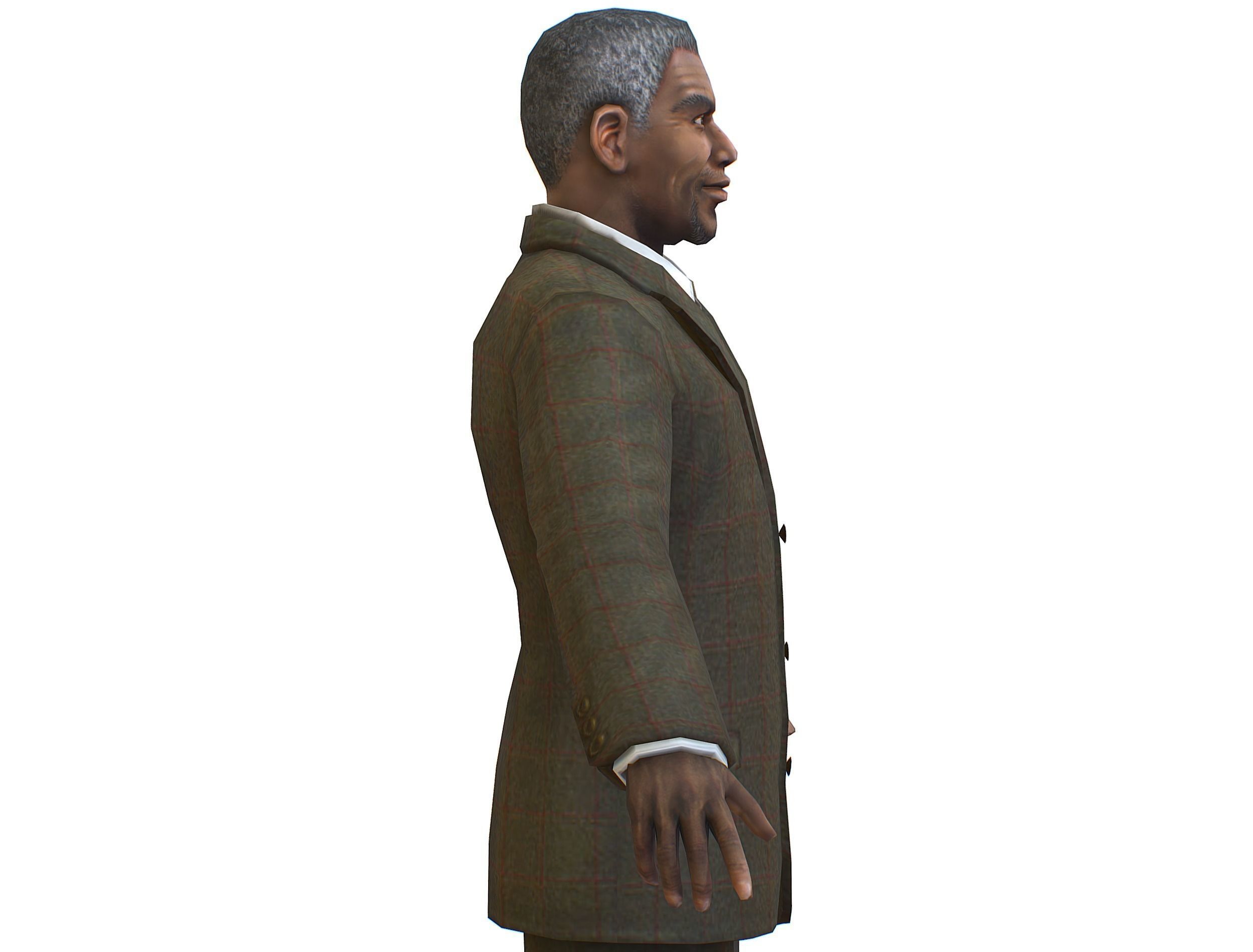 African-American Man boss in a classic suit Low-poly 3D model_24