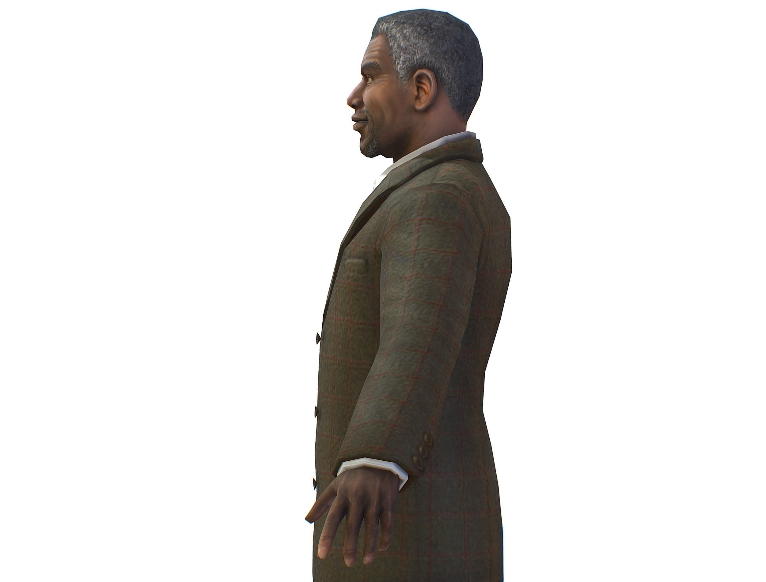 African-American Man boss in a classic suit Low-poly 3D model_26