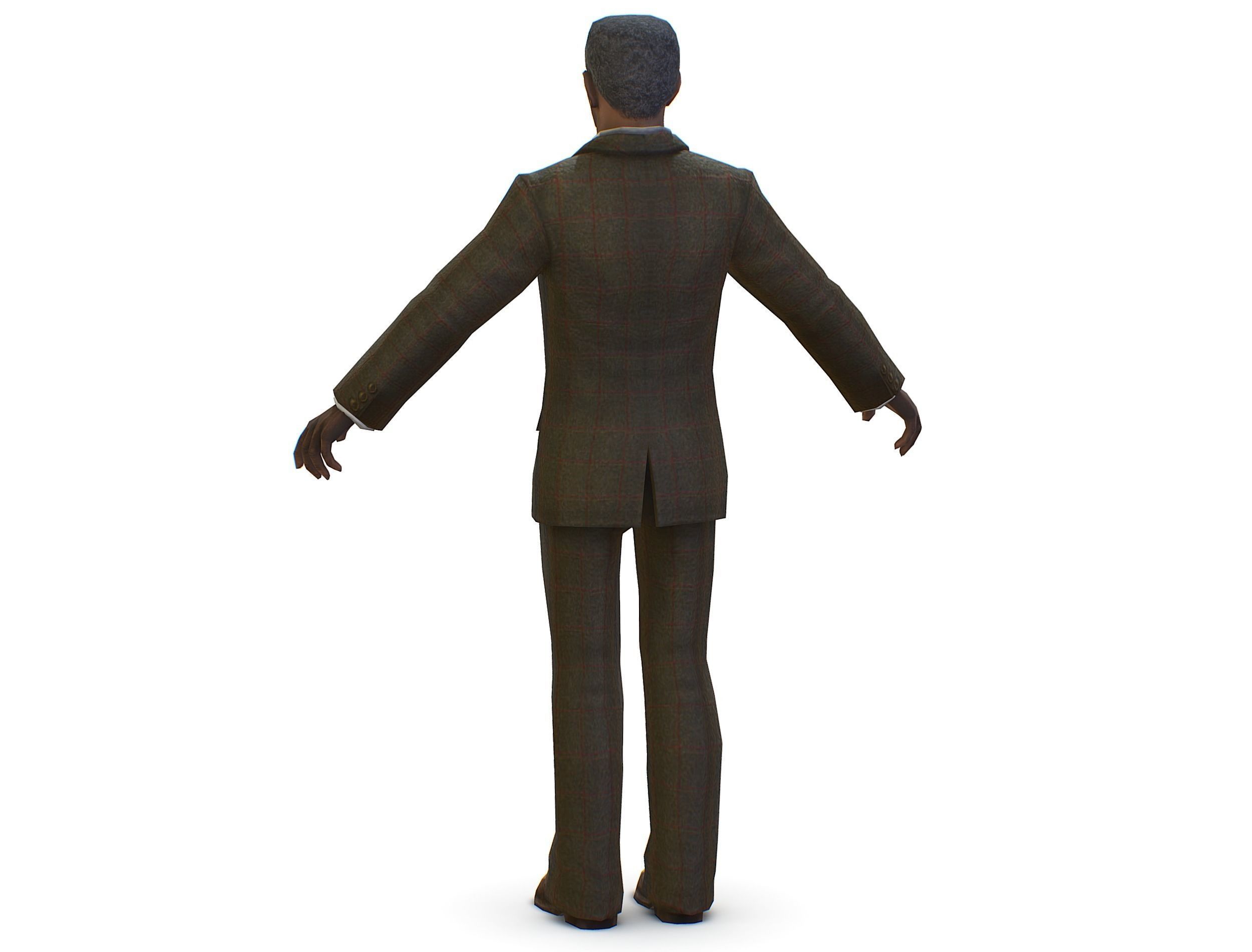 African-American Man boss in a classic suit Low-poly 3D model_11