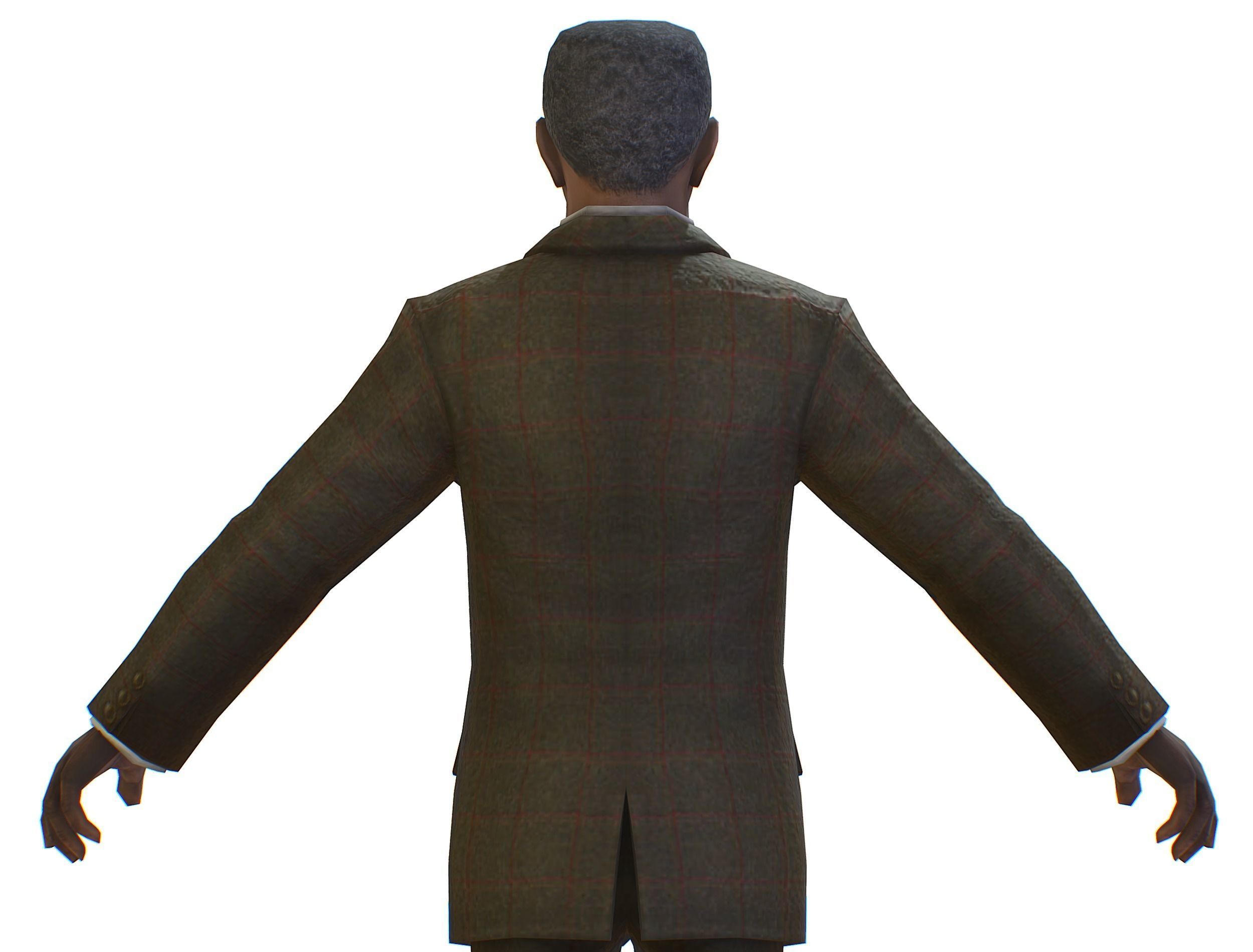 African-American Man boss in a classic suit Low-poly 3D model_22
